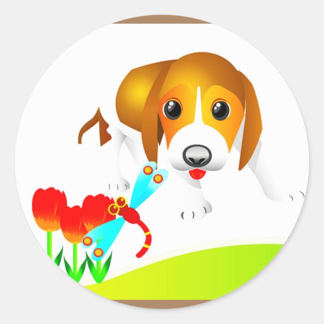 Dog stickers. classic round sticker (Front)