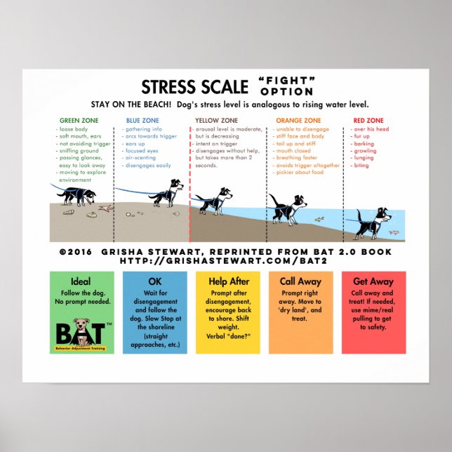 Dog Stress Scale - Scare Away - Beach Analogy Poster (Front)