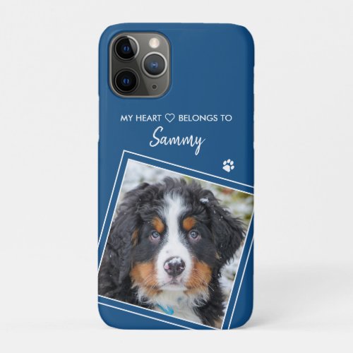 Dog Stylish Modern Quote Blue Pet Photo iPhone 11 Pro Case