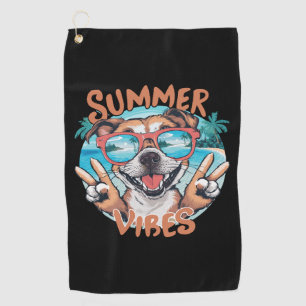 Dog Summer Vibes with Ocean Vacation Feel Golf Towel