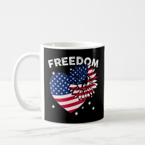 Dog Sunflower Heart American Flag Freedom  1  Coffee Mug