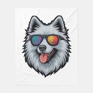 Dog Sunglasses Mountain Sunset Reflection Fleece Blanket