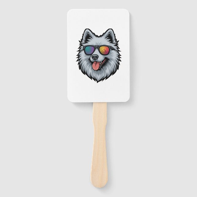 Dog Sunglasses Mountain Sunset Reflection Hand Fan (Front)