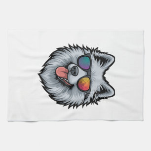 Dog Sunglasses Mountain Sunset Reflection Kitchen Towel