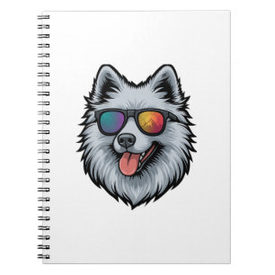 Dog Sunglasses Mountain Sunset Reflection Notebook