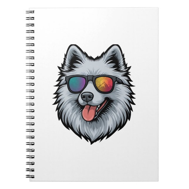 Dog Sunglasses Mountain Sunset Reflection Notebook (Front)