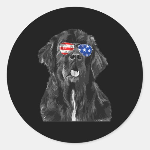 Dog Sungles Flag American 4th Of July Funny  Classic Round Sticker