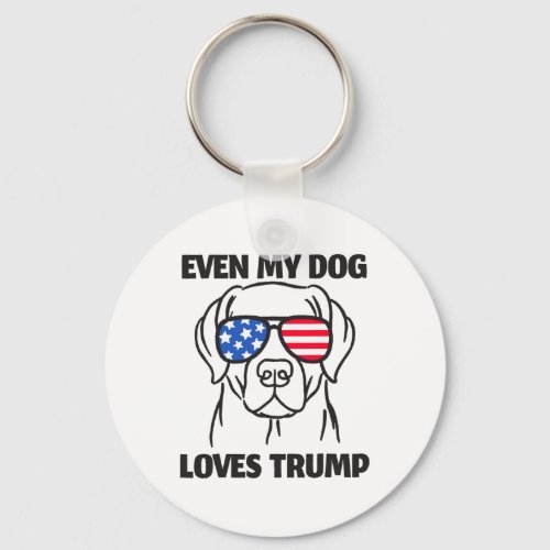 Dog Sungles Usa Flag Even My Dog Loves Trump 1  Keychain