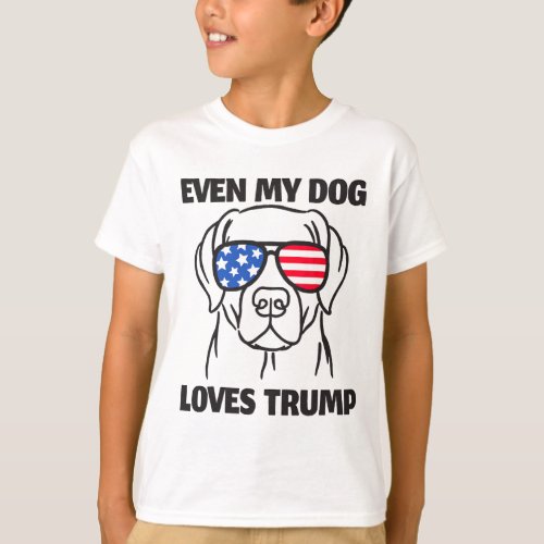 Dog Sungles Usa Flag Even My Dog Loves Trump 1  T_Shirt