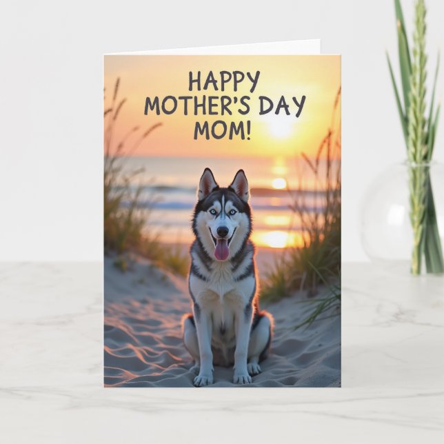 Dog Sunset Mothers Day Message Card (Front)