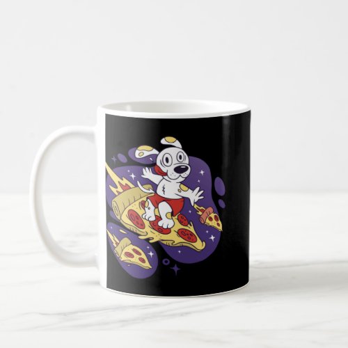 Dog Surfer Surfing On A Pizza Graphic  Coffee Mug