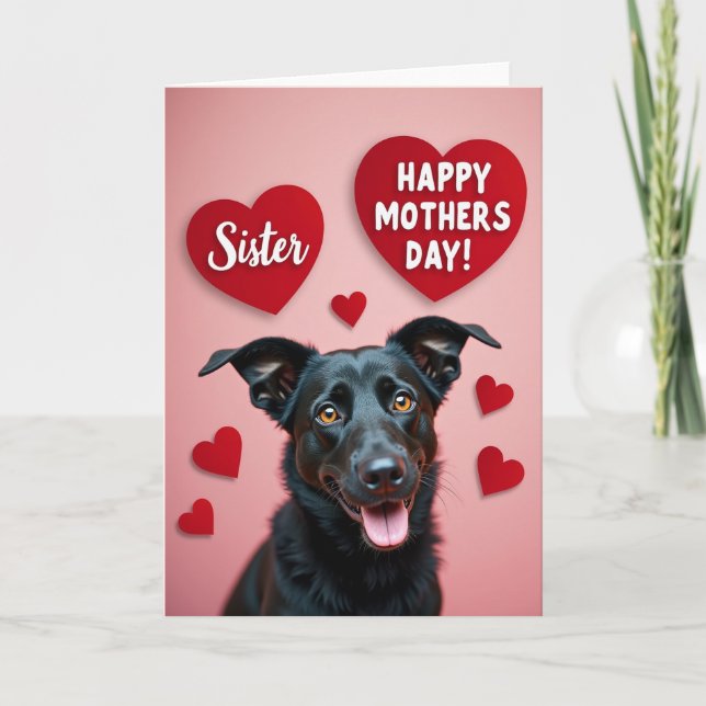 Dog Sweet Mothers Day Heart Card (Front)