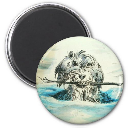 Dog swimming circle magnet