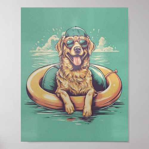 Dog Swimming Funny Dog Dog Dogs Poster