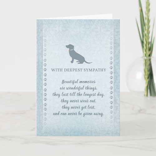 Dog Sympathy Card Blue _ Beautiful Memories