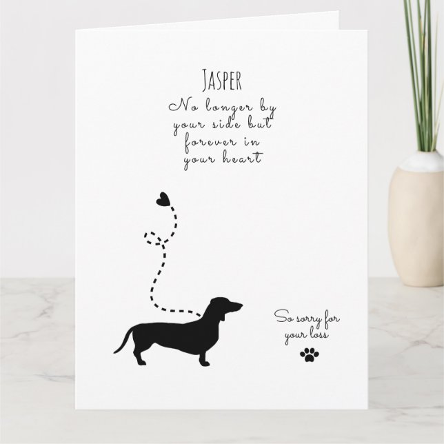 Dog Sympathy Card, custom name. Pet Loss  Card (Front)