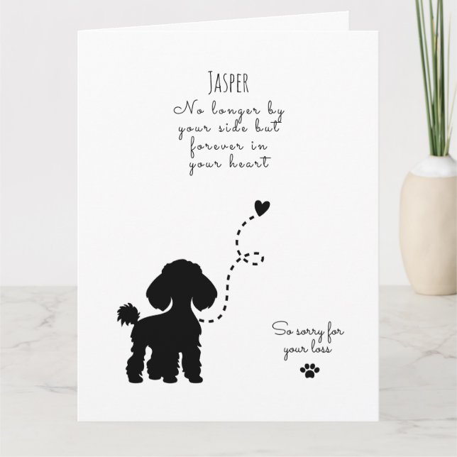 Dog Sympathy Card, custom name. Pet Loss  Card (Front)