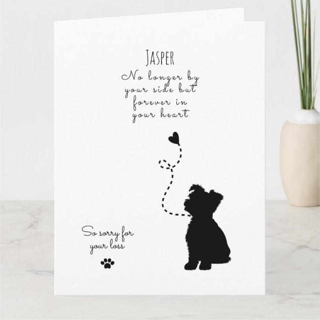 Dog Sympathy Card, custom name. Pet Loss  Card (Front)