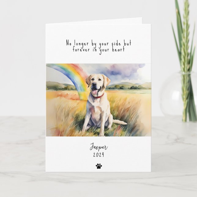 Dog Sympathy Card, custom name. Pet Loss  Card (Front)