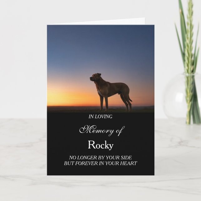 Dog Sympathy Card custom name with photo (Front)