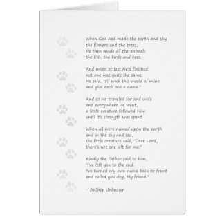 Dog Sympathy Card - Dog Poem on Front