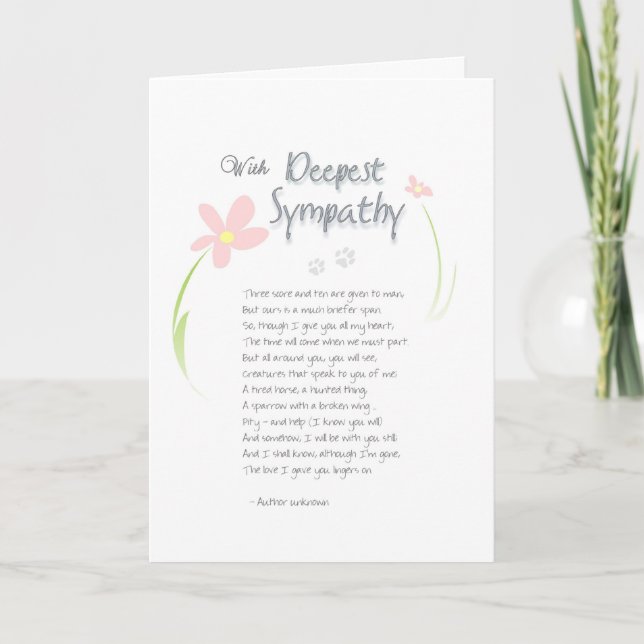 Dog Sympathy Card - Flowers with Deepest Sympathy (Front)