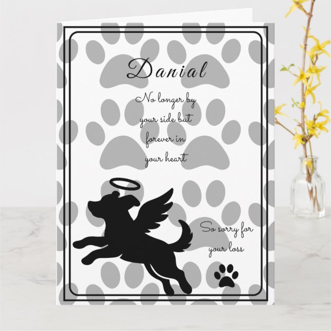 Dog Sympathy Card for Loss Personalized Memorial (Yellow Flower)