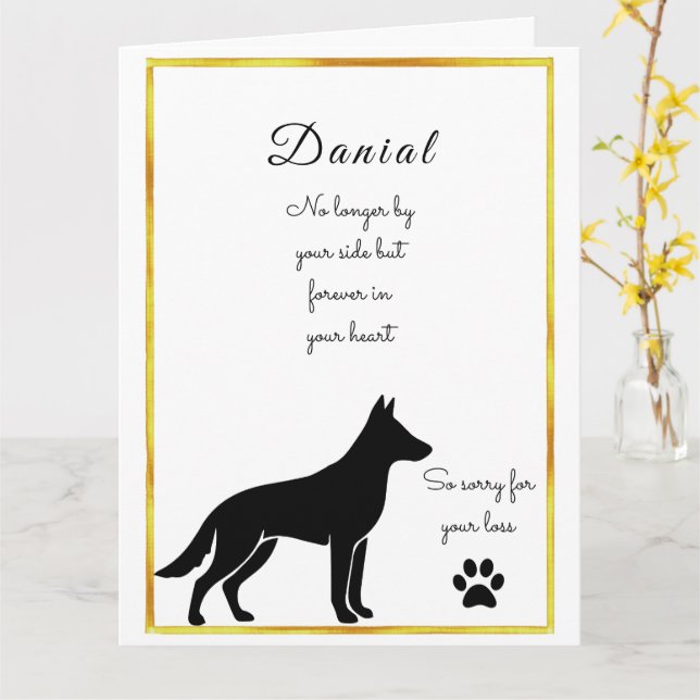 Dog Sympathy Card for Loss Personalized Memorial (Yellow Flower)