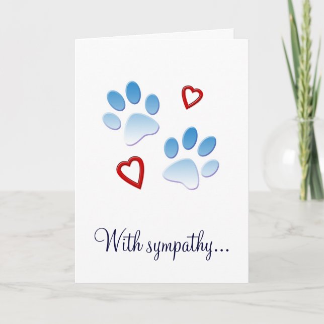 Dog Sympathy Card Paws and Hearts (Front)