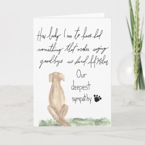 Dog sympathy card pet loss card