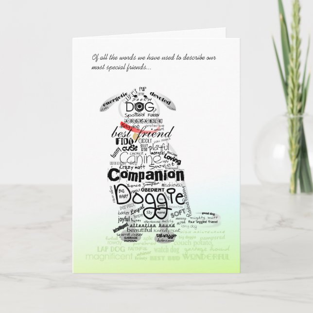 Dog Sympathy Card - Words Used to Describe our Dog (Front)