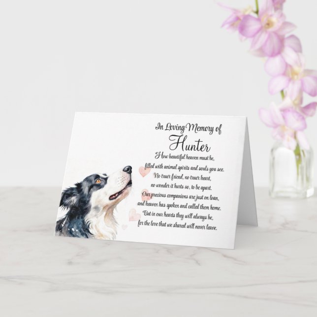 Dog Sympathy Custom Personalized Name Border  Card (Orchid)