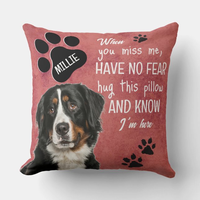 Dog sympathy keepsake -add your own photo and name throw pillow (Front)