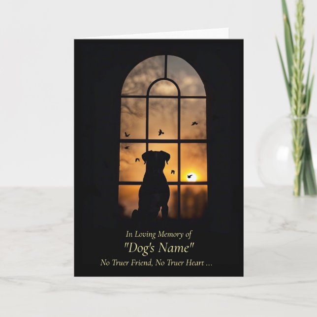 Dog Sympathy Loss of Dog in Window with Sunset Card (Front)