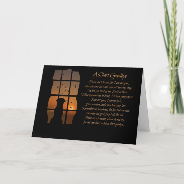 Dog Sympathy Loss Of Dog Sweet Poem Card (Front)