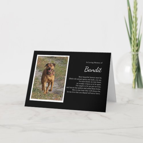 Dog Sympathy Memorial Custom Photo Name Card