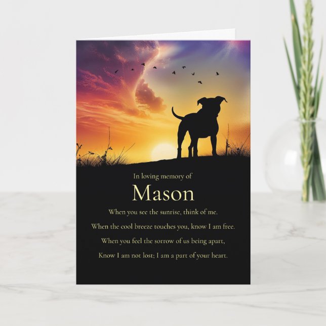 Dog Sympathy Memorial with Custom Name of Dog Card (Front)