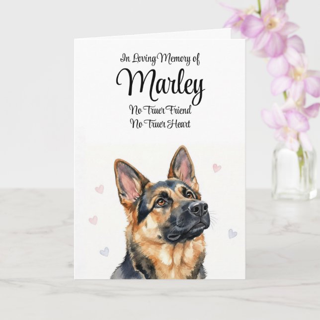 Dog Sympathy Personalized Name German Shepard Card (Orchid)