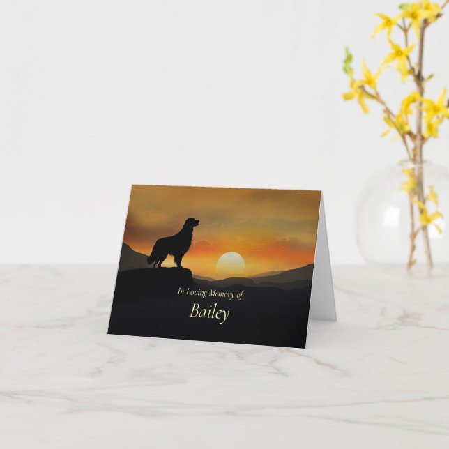 Dog Sympathy Pet Loss Custom Name Beautiful  Card (Yellow Flower)