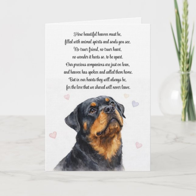 Dog Sympathy Rottweiler Condolences Card (Front)