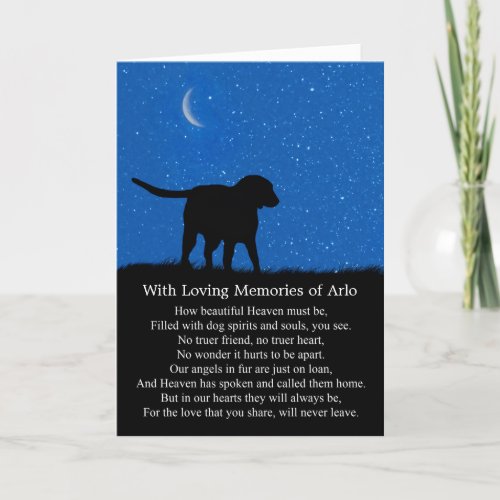 Dog Sympathy With Labrador and Stars Custom Name Card