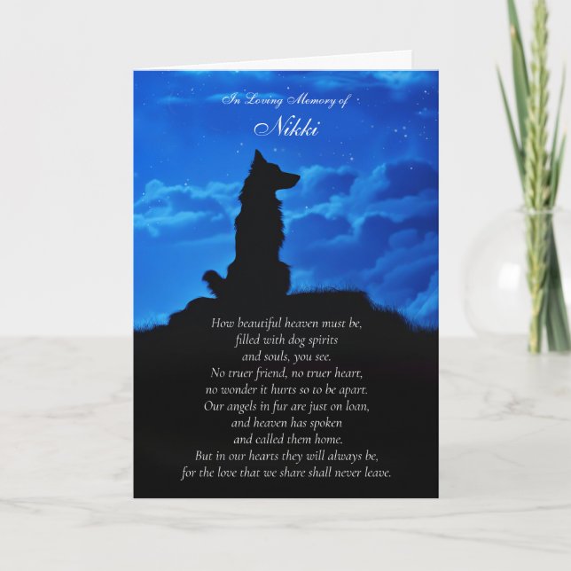 Dog Sympathy with Spiritual Poem Border Collie Card (Front)