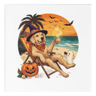 Dog T-Shirt – Funny Golden Retriever Halloween Acrylic Print