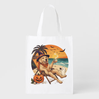 Dog T-Shirt – Funny Golden Retriever Halloween Grocery Bag