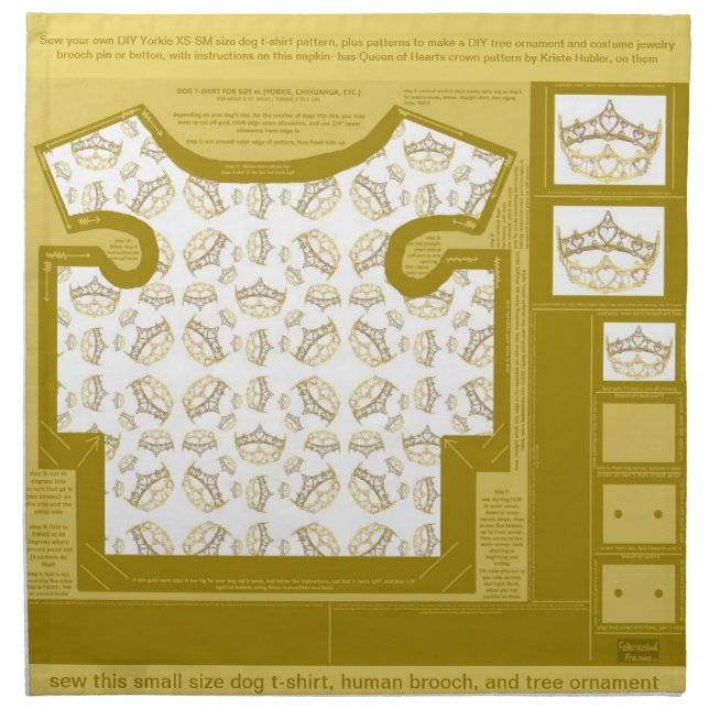 dog t-shirt, ornament, brooch patterns on napkins (Front)