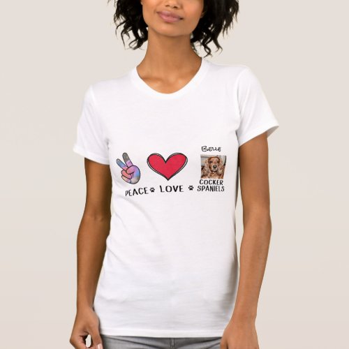 Dog T_Shirt Peace Love Cocker Spaniels Lovers