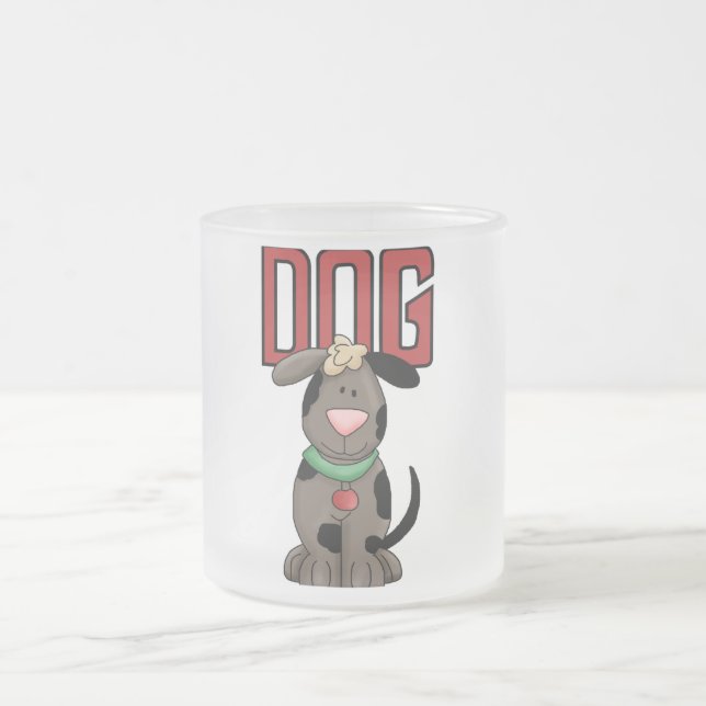 Dog T-shirts and Gifts Frosted Glass Coffee Mug (Center)