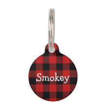 Dog Tag, Buffalo Plaid, Personalized