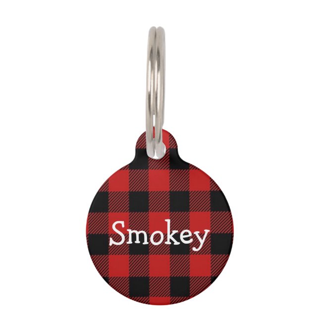 Dog Tag, Buffalo Plaid, Personalized Pet ID Tag (Front)