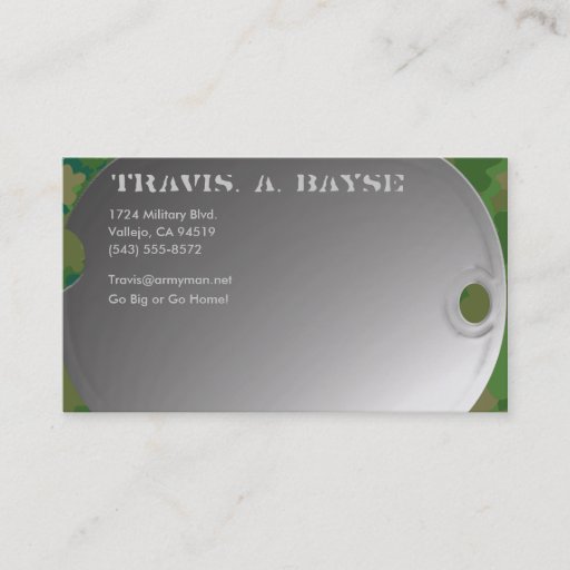 Customizable Dog Tag camo style Business Card